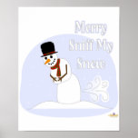 Snowman Farting Merry Sniff My Snow Blue posters