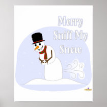 Snowman Farting Merry Sniff My Snow Blue Posters