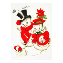 Snowman Flat Christmas Card Custom Announcement