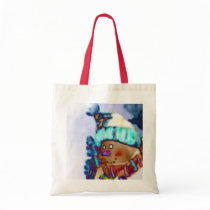 Snowman Foil Tote w/ Red Strap bags