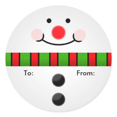 Snowman Gift Tag Round Sticker by YearRoundHolidays