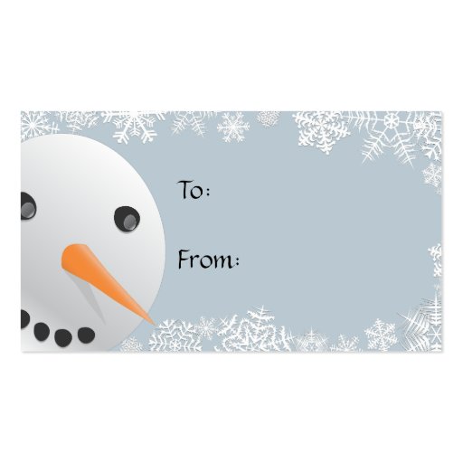 Snowman Gift Tags Business Card (front side)