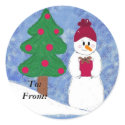 Snowman Gifttag Round Sticker