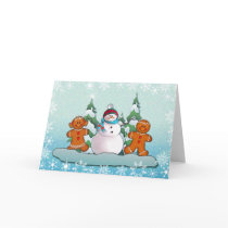 SNOWMAN & GINGERBREAD KIDS by SHARON SHARPE Card