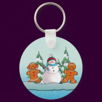 SNOWMAN & GINGERBREAD KIDS by SHARON SHARPE keychains