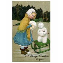 Snowman & Girl with Matching Muffs t-shirts by pinkalmond Snowman & Girl with Matching Muffs t-shirts