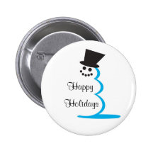 Snowman Happy Holidays Button Pin