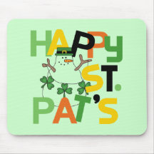 Snowman Happy St. Pat's Day Tshirts and Gifts Mousepad