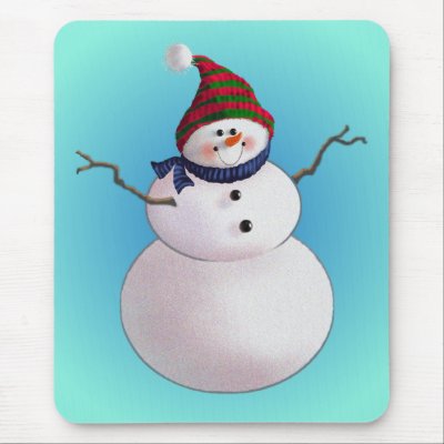 SNOWMAN & HATS by SHARON SHARPE Mousepad