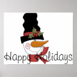 Snowman Head w/Hat - Happy Holidays Print