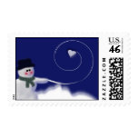 Snowman heart snowball postage