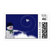 Snowman heart snowball stamps