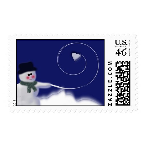 Snowman heart snowball postage