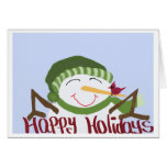 Snowman & his visiting friend (W/O Lights) Greeting Cards