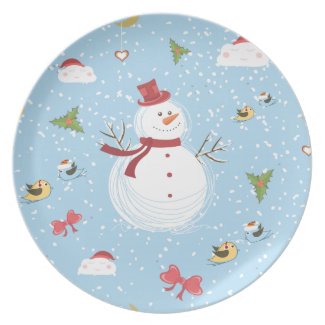 Snowman Holiday Party Plate