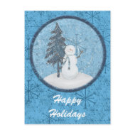 Snowman Holiday Postcard postcard