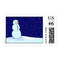 Snowman in a Night Snowfall postage