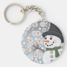 Snowman in a Snowstorm Keychains