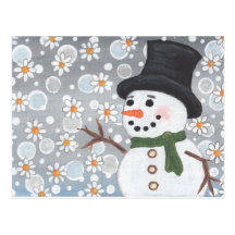 Snowman in a Snowstorm Post Card