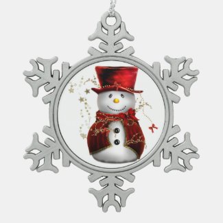 Snowman in a Top Hat Snowflake Ornament