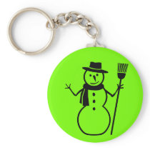 snowman in fluorescent  green keychains