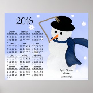 Snowman in the Wind Business Promo 2016 Calendar Poster