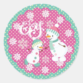 Snowman Joy Christmas Holiday Round Sticker