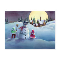 SNOWMAN & KIDS by SHARON SHARPE postcards