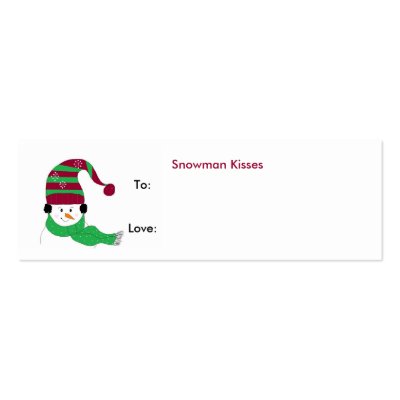 Snowman Kisses - Gift Tag Business Card by seashell2