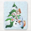 SNOWMAN & KITTY by SHARON SHARPE mousepads by sharonsharpe SNOWMAN & KITTY by SHARON SHARPE mousepads