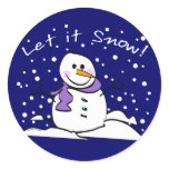 Snowman Let it Snow Gifts Round Stickers