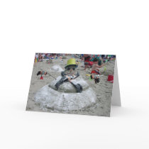 Snowman Melting on the Beach Greeting Card (Blank) by jesterbryanc Snowman Melting on the Beach Greeting Card (Blank)