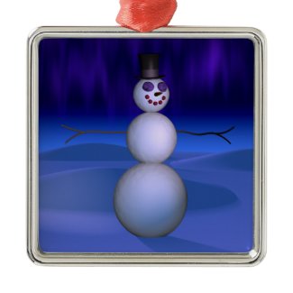 Snowman Metal Square Ornament