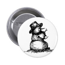 Snowman Pinback Button