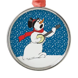 Snowman Playing Banjo Ornament ornament