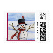 Snowman Postage Stamp by 13BlackCatsDesigns Snowman Postage Stamp
