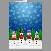 Snowman Quartet Caroler Singing Snowy Night Poster cards