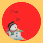 Snowman round sticker