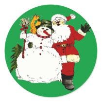 Snowman & Santa Sticker
