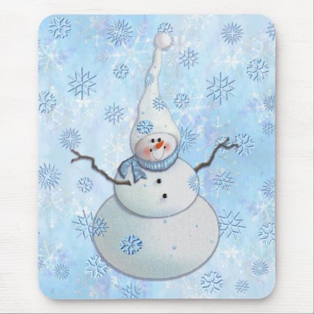 SNOWMAN, SCARF & SNOW HAT by SHARON SHARPE Mouse Pads