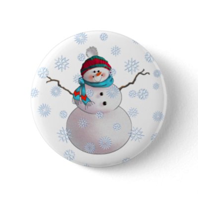 SNOWMAN, SCARF & STOCKING CAP by SHARON SHARPE Pinback Button