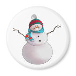 SNOWMAN, SCARF & STOCKING CAP by SHARON SHARPE Fridge Magnets