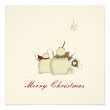 Snowman Scene :: Merry Christmas Card Announcements
