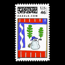 Snowman Season's Greetings stamps