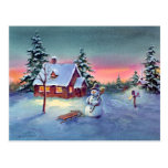 SNOWMAN & SLED by SHARON SHARPE Post Cards