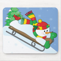 Snowman Sled mousepads