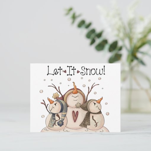 Snowman Snowflake Winter Country Primitive Postcard Zazzle