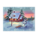 SNOWMAN & SNOWFLAKES by SHARON SHARPE postcards