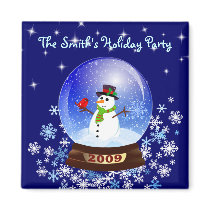 Snowman Snowglobe - Custom Holiday Party Magnet by SquirrelHugger Snowman Snowglobe - Custom Holiday Party Magnet