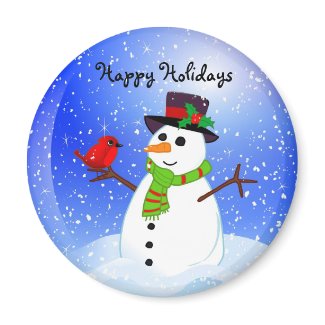 Snowman Snowglobe - Happy Holidays Magnet magnet